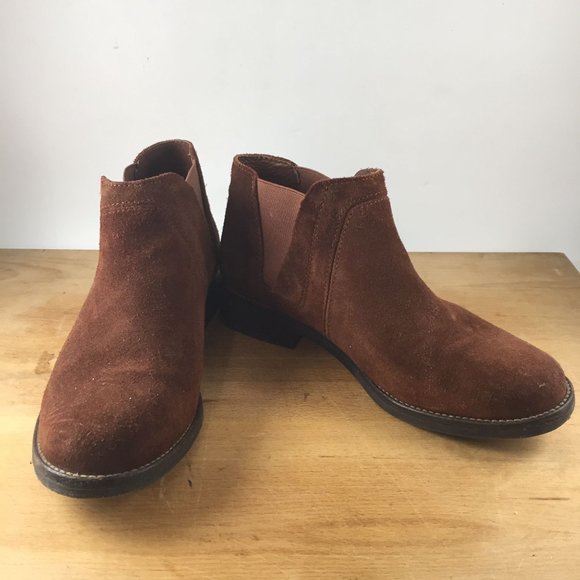 clark's Shoes - Clark Brown Rust Suede Ankle Booties Boots Shoe Size 6.5 Slip in on